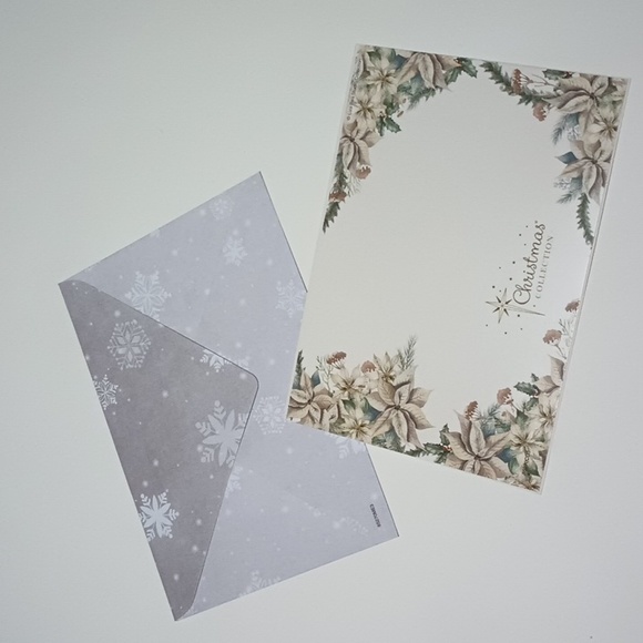 $2 Add-on Foil Sleigh & Poinsettias Christmas Card & Envelope Gold - Picture 2 of 9